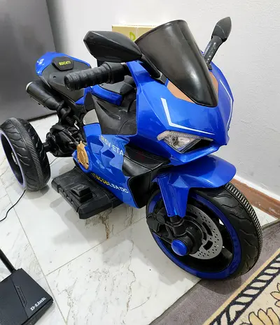 Kids Electric Ride-On Motorbike - Blue, Battery Powered