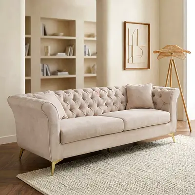 New Oro 3-Seater Fabric Sofa with 2 Cushions