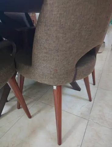 The One Store Set of 6 Mid-Century Modern Upholstered Dining Chairs with Wooden Legs