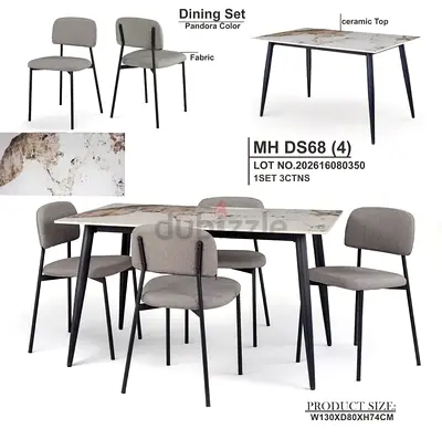 Brand new Top marble dinning Table with 4 chairs Available