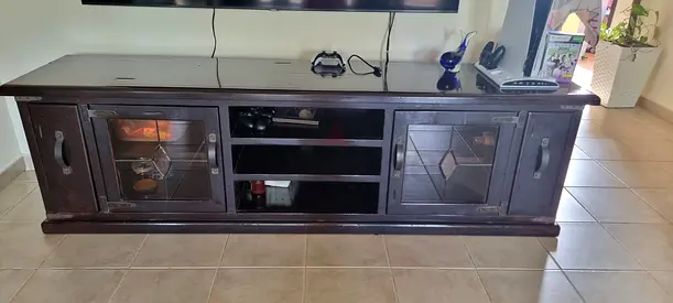Solid dark wood TV cabinet / entertainment unit - large