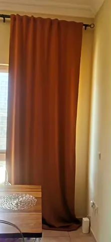 Solid Brown Floor-length Curtains (Pair) - Good Condition