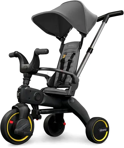 Doona S1 Trike Push Tricycle Stroller with Canopy and Parent Handle - Grey
