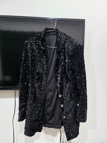 Black ladies shiny jacket