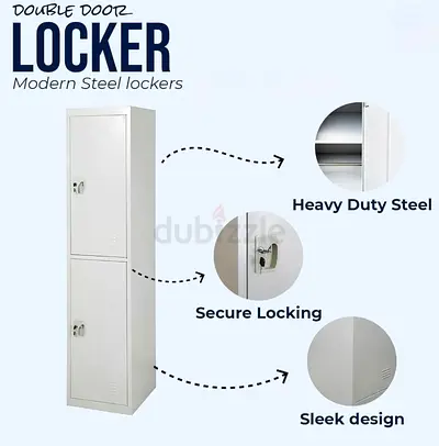 Metal Double-Door Steel Locker - 2 Compartment, Secure Locking