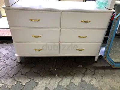 White 6-Drawer Dresser with Gold Handles