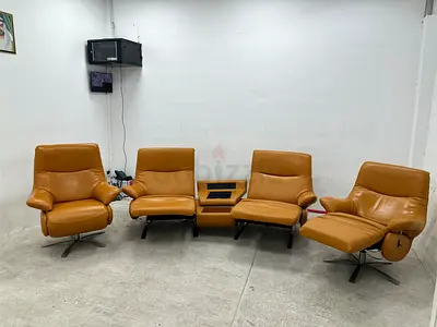 Pure leather electric recliner sofa set