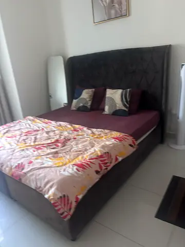 Upholstered Double Bed with Padded Headboard - Good Condition