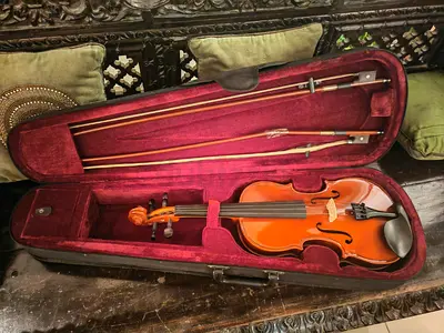 Full-size Violin in Case with Two Bows - Good Condition