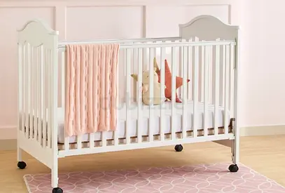 JUNIORS BABY BED WITH MATTRESS - Juniors Charlotte Portable Wooden Crib
