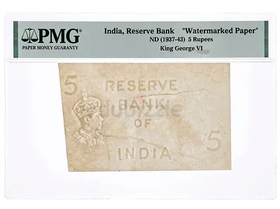 Vintage 1937,British India 5rupees,watermarked paper.certified.