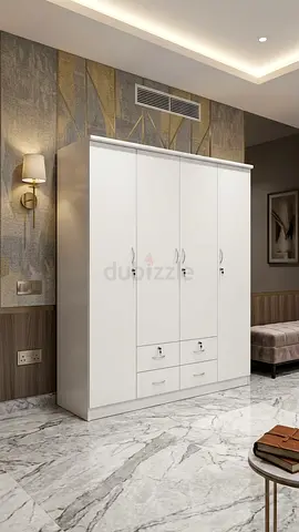 White 4-Door Wardrobe with Drawers - brand new