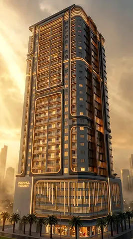 Apartment for sale in Rock Hill Tower, located in the Al Alia area along Sheikh Mohammed Bin Zayed Road. It is the first smart tower in the Emirate of