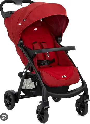 Joie lightweight red baby stroller, compact and foldable (good condition)