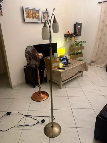 Floor lamp with twin  heads - brass finish