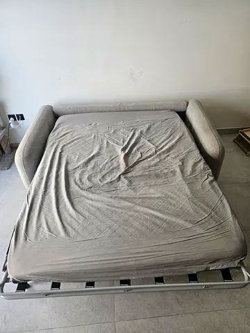 Light grey fabric sofa bed - good condition, double size mattress pull-out