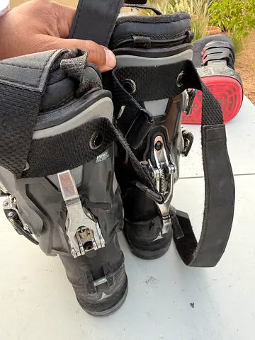 Pair of used black inline skates, adjustable straps, size not marked
