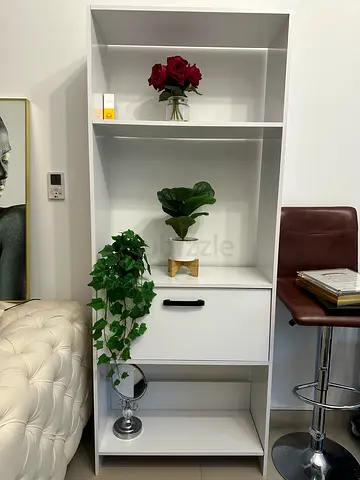 White Storage Cabinet with Open Shelves – Excellent Condition