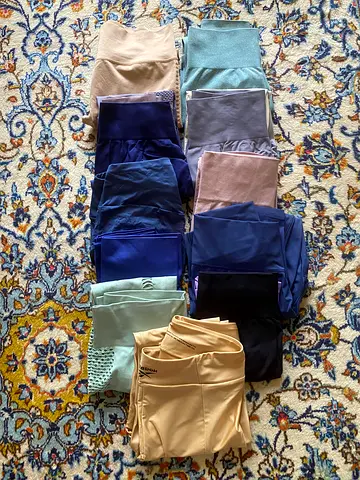 Bundle of assorted women's activewear leggings - mixed brands and colors size large