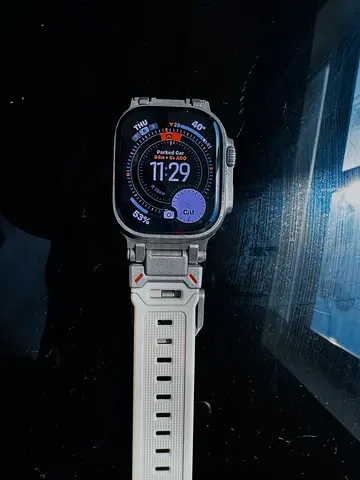 Apple Watch Ultra-style smartwatch with rugged band - good condition
