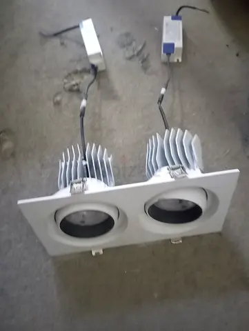 Double-head recessed LED COB downlight featuring adjustable spotlight heads for precise lighting dir