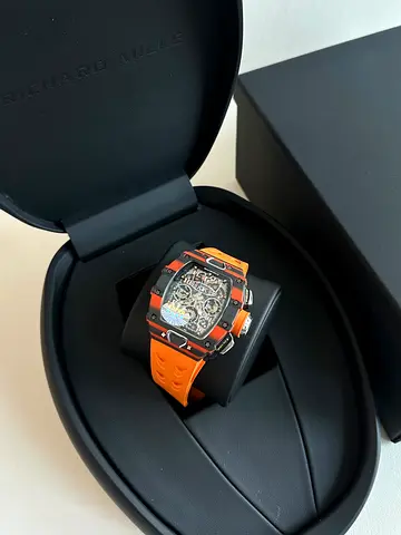 Orange Richard Mille-style Skeleton Dial Sport Watch with Box