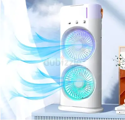 Portable Dual-Blade Desktop Air Cooler / USB Fan with LED Lights