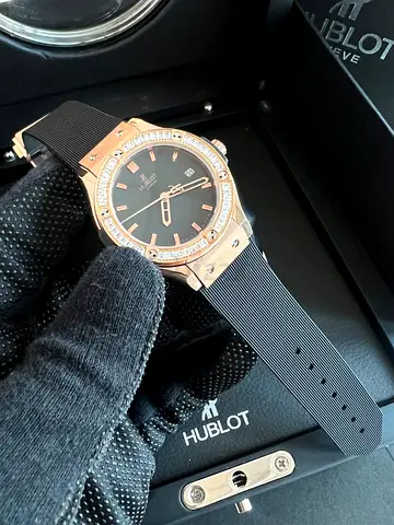 Hublot women's watch with diamond bezel, rose gold-tone, excellent condition