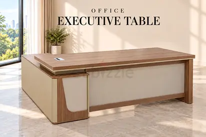 Modern L-Shape Executive Table – Oak & Khakie Manager Table with Storage