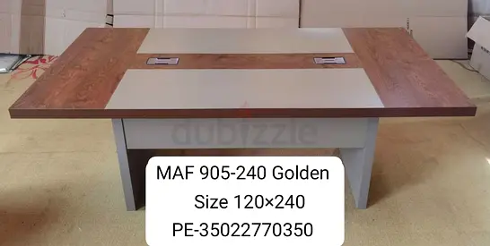 Large Modern Dining Table 120x240 cm - Wooden Top with Light Inset