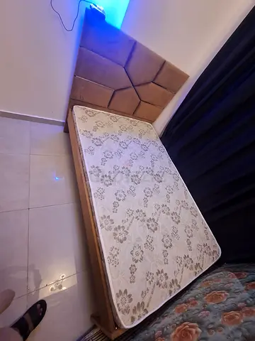 BRAND NEW DOUBLE SIZE 120X190 FABRIC BED WITH MATTRESS FOR SALE