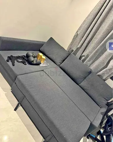 Grey L-shaped Convertible Sofa Bed - Good Condition
