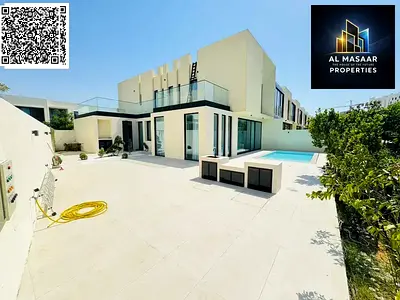 Corner villa overlooking a golf course, land area 4200 sq m, custom finishing with a private pool, price includes electricity, water, and air conditio