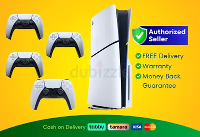 Sony PlayStation 5 Gaming Console Slim – Disc Edition with 4 Controllers, PS5 | New | Warranty | FR