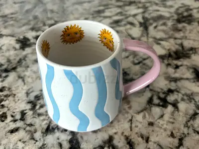 Ceramic Blue/ White stripe Coffee Mug — Eleanor Bowmer