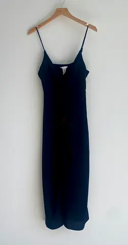 H&M - Blacks Slip Midi Dress with Spaghetti Straps - Size M