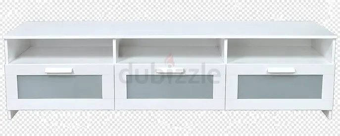 White 3-Compartment TV Cabinet / Entertainment Unit