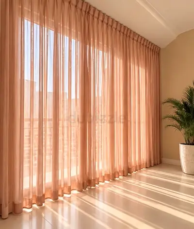 Sheer Peach Curtains - Blue Light Filtering Full-Length Pair