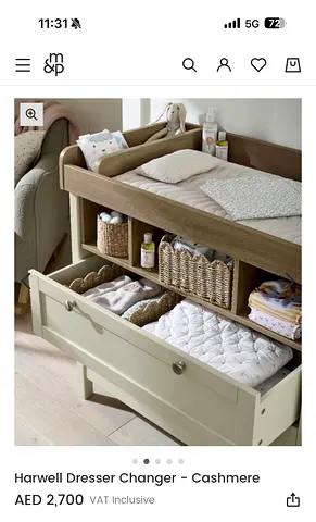 Harwell Dresser Changer in Cashmere - Convertible Changing Table with Storage