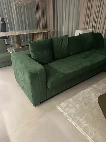 Green 4- seater velvet sofa in good condition