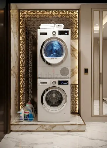 Samsung Series 8 Front Load Stacked Washer & Dryer Set – Good Condition