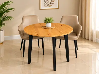 Solid Wood Round Dining Table - 2 Seater Compact