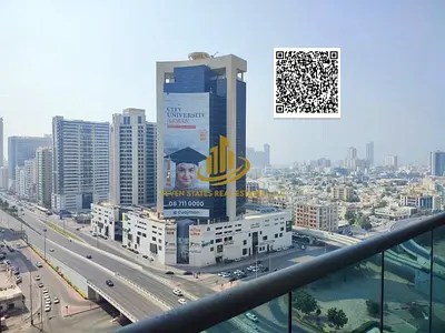 غرفة وصالة مفروشة | سيتي تاور | 757 قدم | إطلالة جراند مول وشارع خليفة | باركينج | 28 ألف فقط