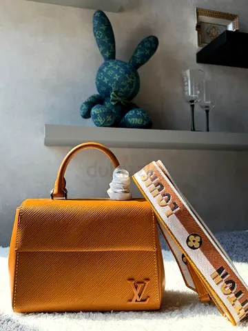 Louis Vuitton Capucines-like Top Handle Bag with Branded Strap - Yellow