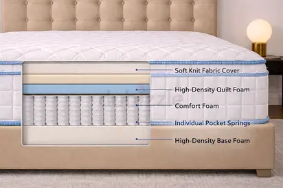 Pocket Spring Mattress with Quilted Knit Cover - Medium Firm