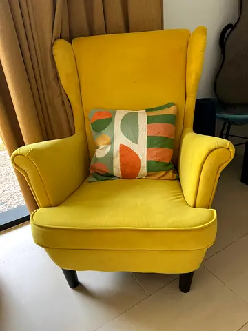 Yellow Wingback Armchair in Good Condition