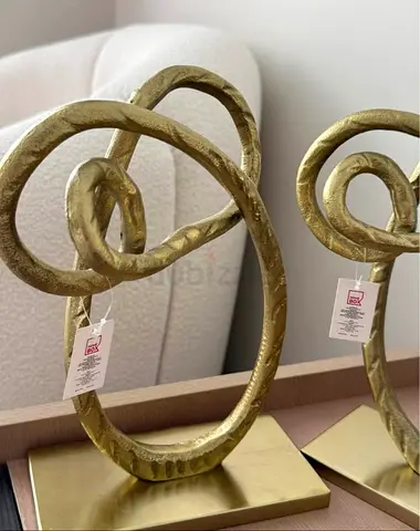 Pair of Modern Gold Abstract Table Sculptures / Decorative Accents