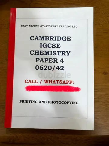 Cambridge IGCSE Chemistry Paper 4 (0620/42) - Past Papers Booklet
