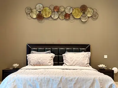 Contemporary Dark Wood and Faux-Crocodile Leather Bedroom Set