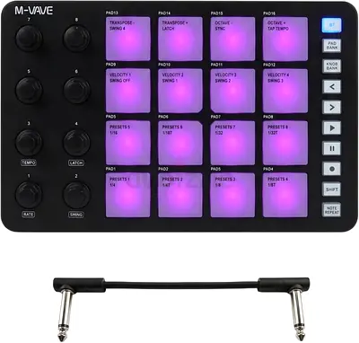 M-VAVE SMC-PAD MIDI Controller,Bluetooth Wireless Portable MIDI Pads with Velocity